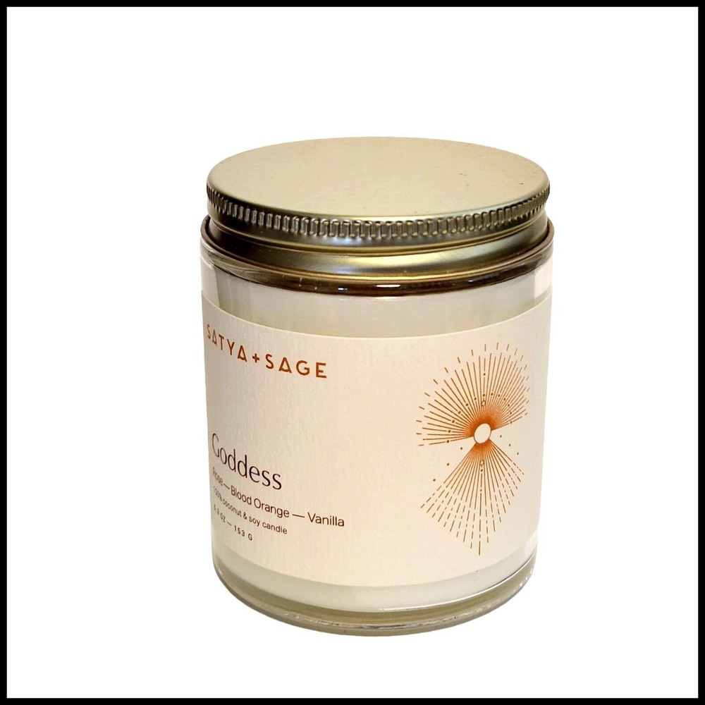 Satya & Sage Goddess Natural Soy +‎ Coconut Jar Candle 5.3 oz. Travel Size Rose